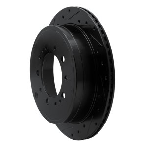 Lexus LX570 Brake Rotor (1) - Rear Left - R1 Concepts - Drilled & Slotted - Black - `07-`22